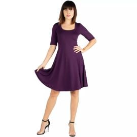 A Line Knee Length Dress Elbow Length Sleeves-black-s Target at Target